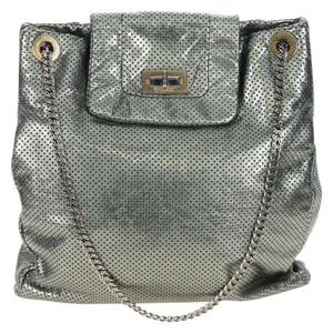 Chanel Drill Perforated Leather Silver Leather Tote Bag Bag